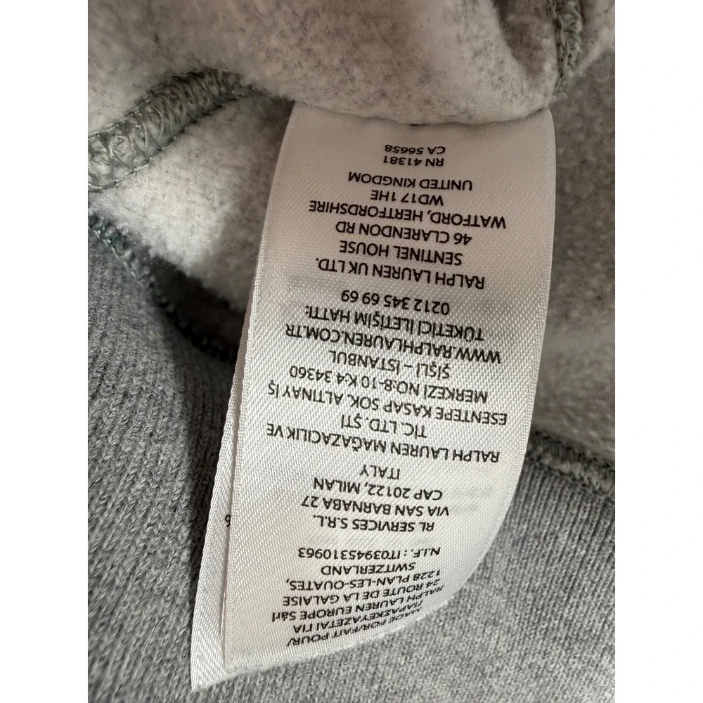 Polo Ralph Lauren Polo Duffel Bear Tartan Plaid Coat Fleece Sweatshirt Grey L